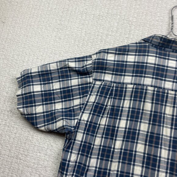 Levi's Shirt Men's L Blue Plaid Short Sleeve Snap Western Cowboy Outdoor Casual - Picture 15 of 16